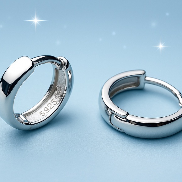 Solid Silver tiny huggie earrings- SH005 12mm - Picture 1 of 14